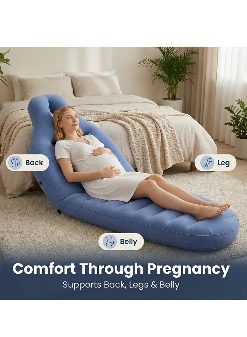 واي آند دي وسادة حمل قابلة للنفخ، مرتبة هوائية للحوامل، وسادة دعم للظهر والساقين والبطن والورك، وسادة نوم محمولة لكامل الجسم، سرير هوائي للحوامل مع فتحة - Image 3